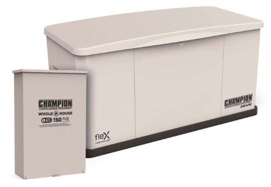 Champion 201614 26 kW Whole House Home Standby Generator and 200A Switch with fleX Technology