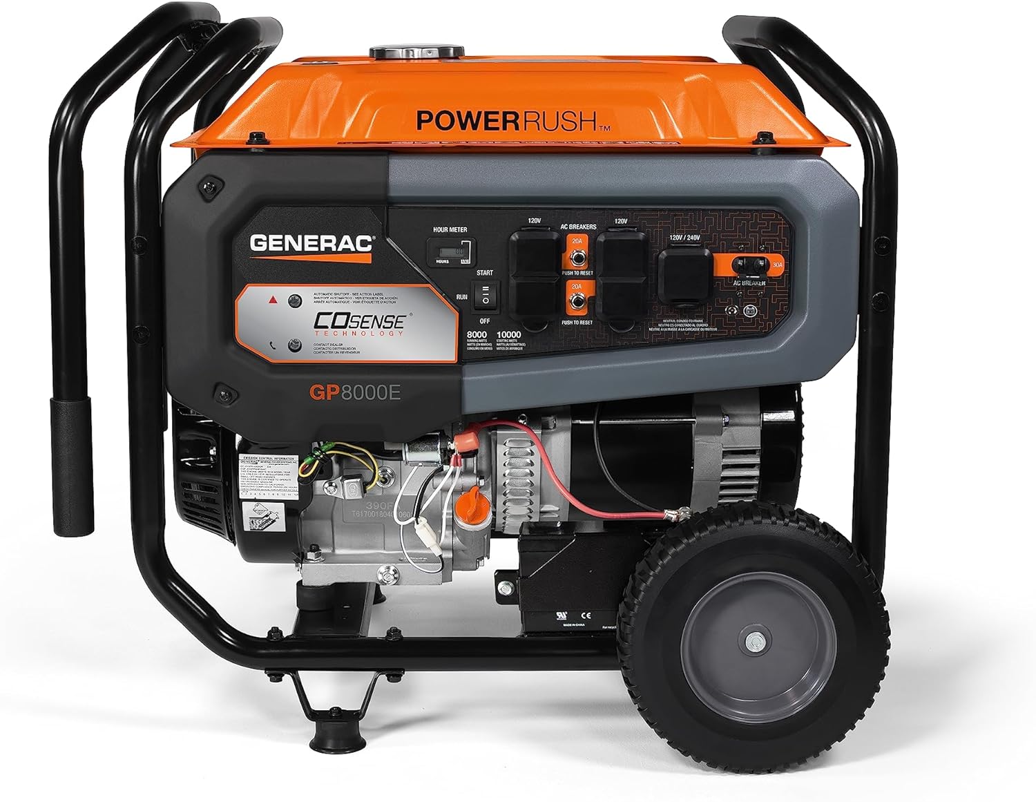 Generac 7715 GP8000E 8000 Watt 420cc Portable Electric Start Generator with COSense (Factory Reconditioned)