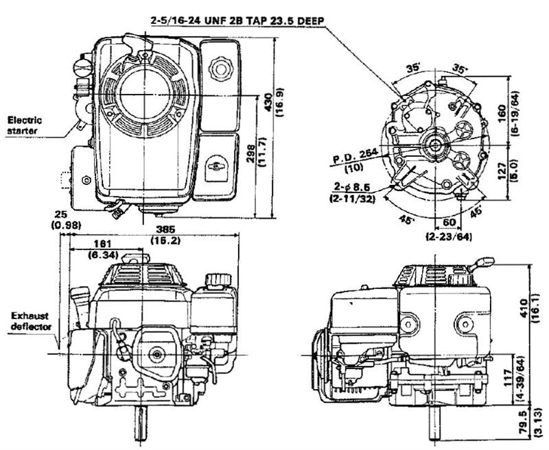 Honda Vertical Engine 10.2 Net HP 389cc OHV ES 1" x 3-5/32" #GXV390-DEX3