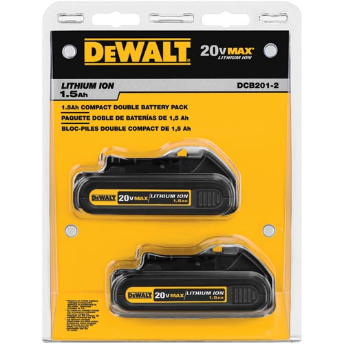 DEWALT 20V MAX* Lithium Ion Compact Battery Pack Ah) Pack DCB201-2