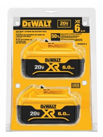 Dewalt 20V MAX 6.0 AH Li-Ion Battery 2-Pack #DCB206-2