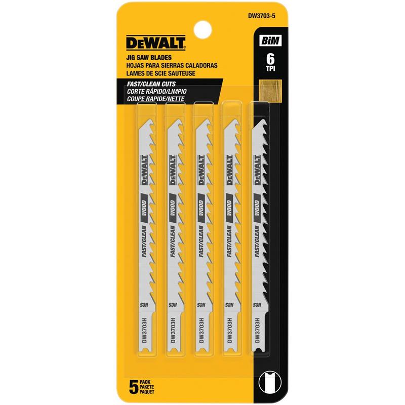 DEWALT 4-Inch 8 TPI Aluminum/Fiberglass Cut Cobalt Steel U-Shank Jig Saw Blade (5-Pack) #DW3705-5