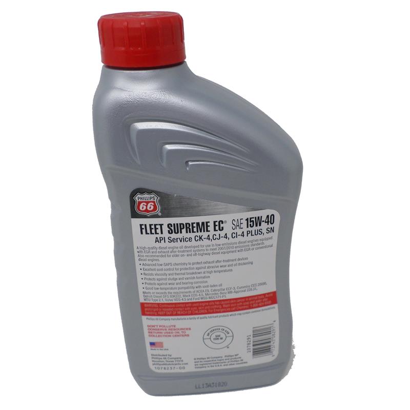 Phillips 66 15W40 Fleet Supreme Oil Quart #1078291