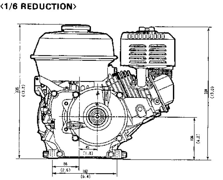 Honda Horizontal Engine 4.8 Net HP 163cc 6:1 Gear Reduction 3/4" Shaft #GX160-HX2