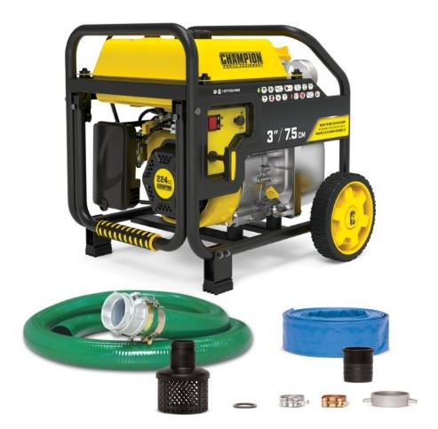 Champion 100743 3-Inch Semi-Trash Water Pump with Hose Kit
