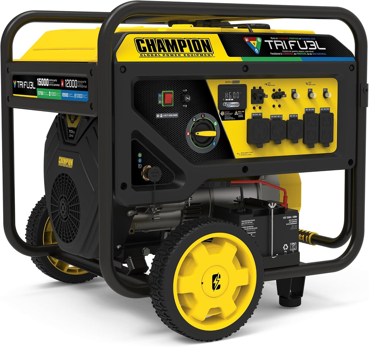 Champion 201161 12,000W Electric Start Tri Fuel Generator with CO Shield®