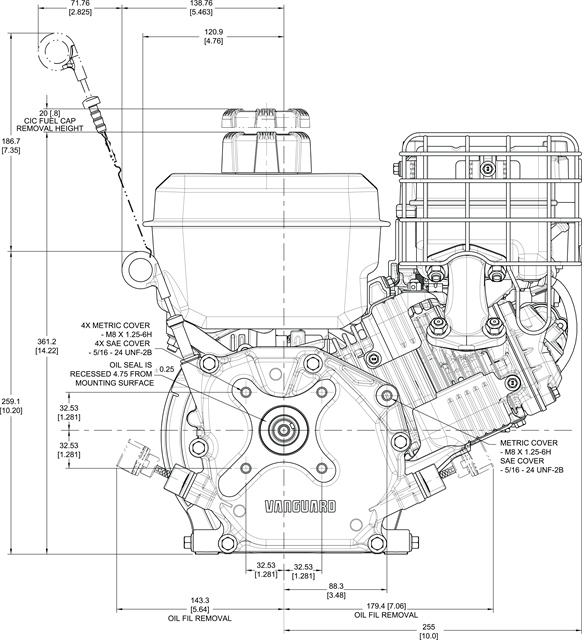 Briggs & Stratton Vanguard OHV 6.5 HP 1"x 2-7/8" Shaft #12V332-0014