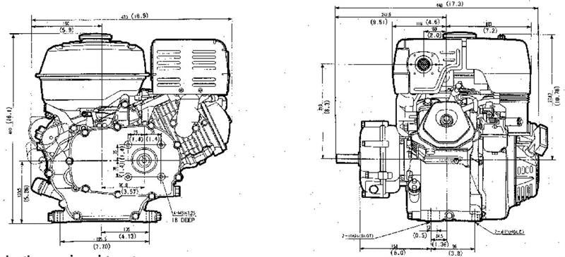 Honda Horizontal Engine 8.5 Net HP 270cc ES OHV 2:1 Reduction 2-23/64" x 22mm #GX270-RHE4
